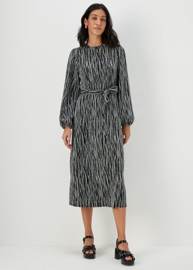 Silver Jacquard Midi Dress