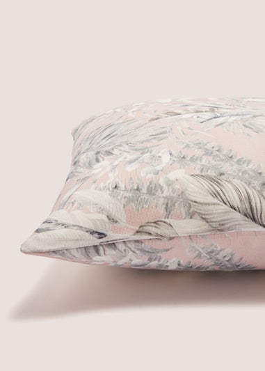 Pink Palm Leaf Print Cushion (43cm x 43cm)