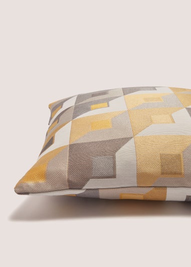 Ochre Square Jacquard Cushion (43cm x 43cm)