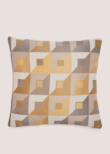 Ochre Square Jacquard Cushion (43cm x 43cm)