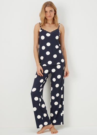 Navy Spot Print Soft Touch Pyjamas