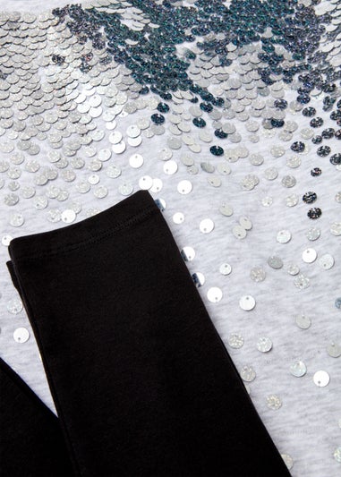 Girls Grey Sequin Sweatshirt & Black Leggings (4-13yrs)