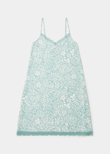 Aqua Paisley Print Chemise
