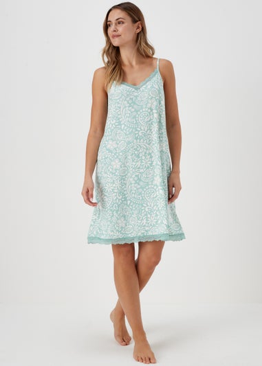 Aqua Paisley Print Chemise