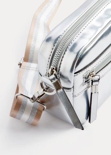 Girls Silver Metallic Camera Bag