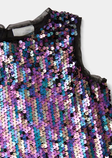 Girls Black Sequin Sleeveless Dress (4-12yrs)