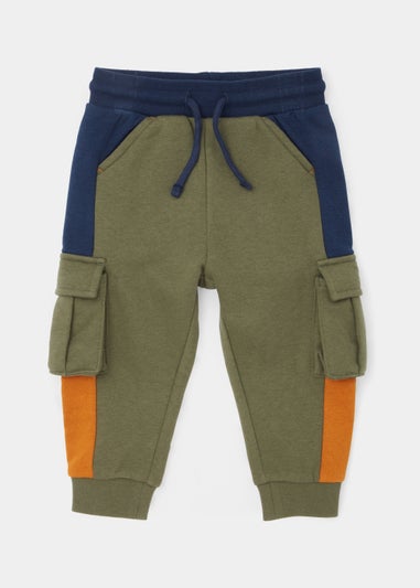 Boys Khaki Colour Block Co-Ord Cargo Joggers (9mths-6yrs)