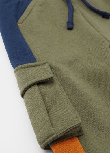 Boys Khaki Colour Block Co-Ord Cargo Joggers (9mths-6yrs)