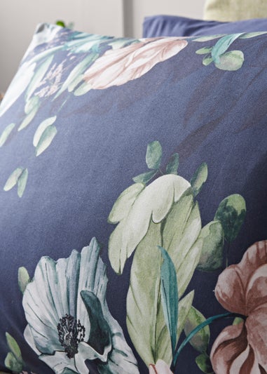 Navy Floral 100% Cotton Duvet Cover