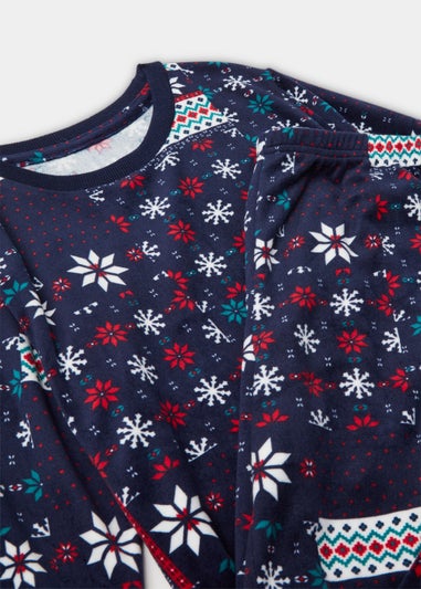 Kids Navy Patchwork Print Pyjama Set (4-12yrs)