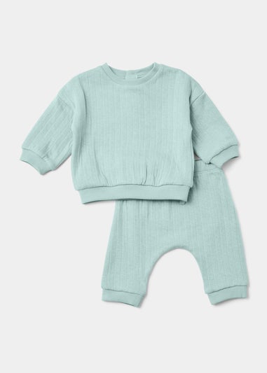 Baby Green Drop Needle Sweatshirt & Joggers Set (Newborn-23mths)
