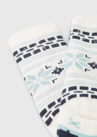 Green Fair Isle Christmas Slipper Socks