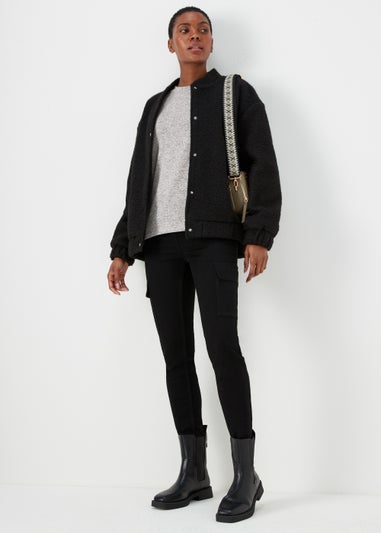 Grey Metallic Spot Crew Neck Top