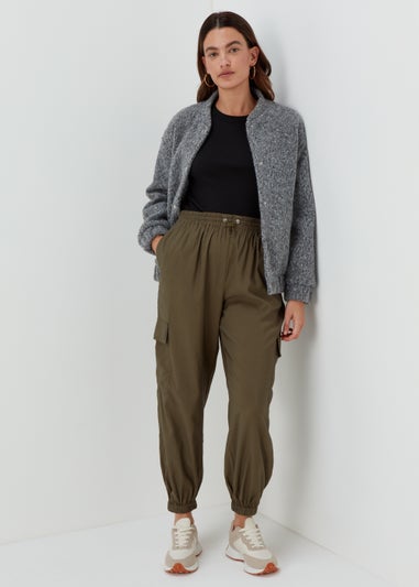 Papaya Petite Khaki Parachute Trousers