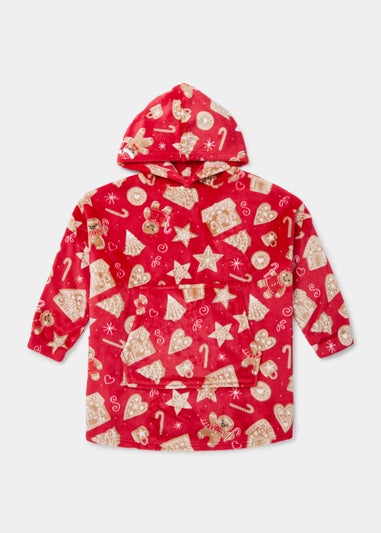 Girls Red Gingerbread Snuggle Hoodie (Small-Large)