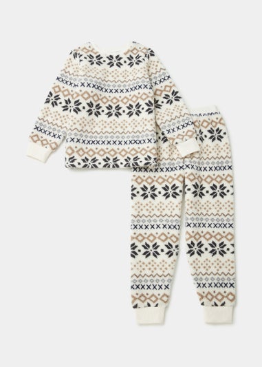 Boys Cream Fair Isle Borg Pyjama Set (4-13yrs)