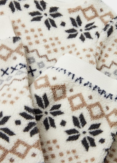 Boys Cream Fair Isle Borg Pyjama Set (4-13yrs)