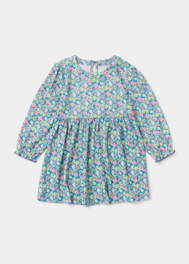 Girls Multicoloured Floral Long Sleeve Crinkle Dress (9mths-6yrs)