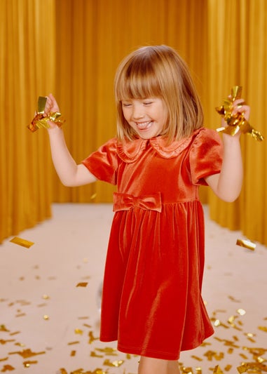 Girls Red Velvet Dress (9mths-6yrs)