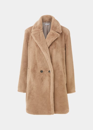 Papaya Curve Cream Faux Fur Coat Matalan