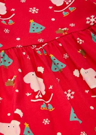 Kids Red Peppa Pig Christmas Dress (9mths-5yrs)