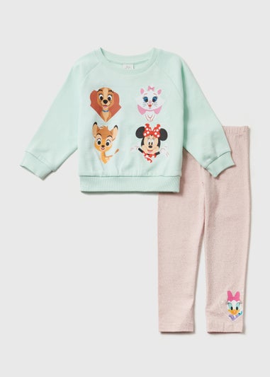 Kids Aqua Disney Heart Print Sweatshirt & Leggings Set (9mths-7yrs)