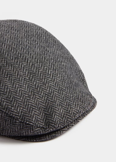 Grey Textured Flat Cap