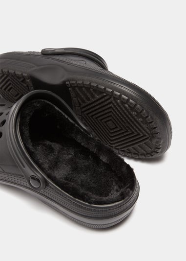 Black Clog Fleece Slippers