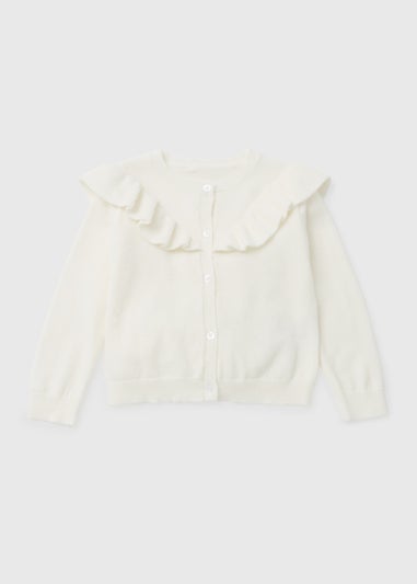 Girls Cream Frill Knit Cardigan (9mths-6yrs)