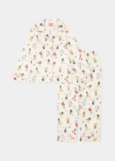 Kids Cream Disney Princess Satin Button Up Pyjama Set (3-9yrs)