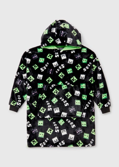 Kids Black Minecraft Print Snuggle Hoodie (4-13yrs)