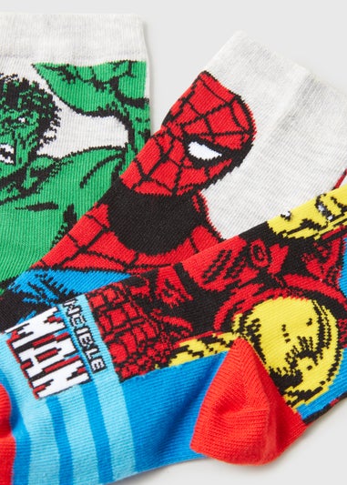 Kids 3 Pack Multicoloured Marvel Socks (Younger 6-Older 6.5)