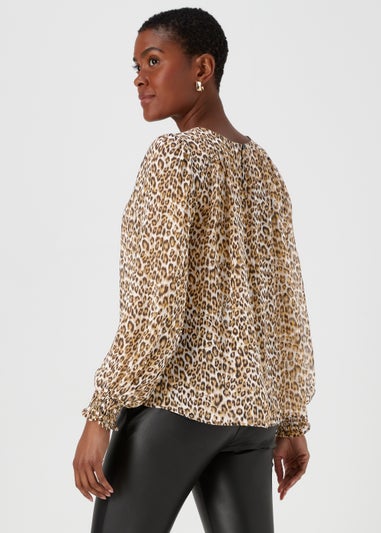Brown Animal Print Metallic Box Top