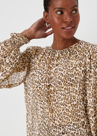 Brown Animal Print Metallic Box Top