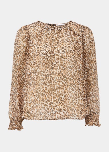 Brown Animal Print Metallic Box Top