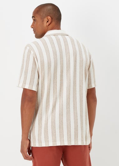 Ecru Stripe Revere Short Sleeve Jersey Shirt