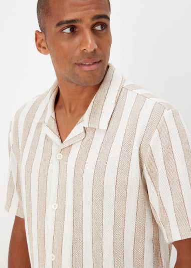 Ecru Stripe Revere Short Sleeve Jersey Shirt
