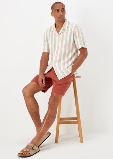Ecru Stripe Revere Short Sleeve Jersey Shirt