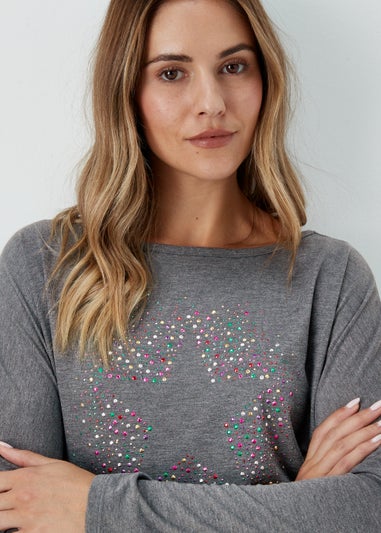 Grey Scatter Star Long Sleeve T-Shirt