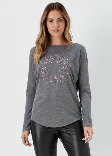 Grey Scatter Star Long Sleeve T-Shirt