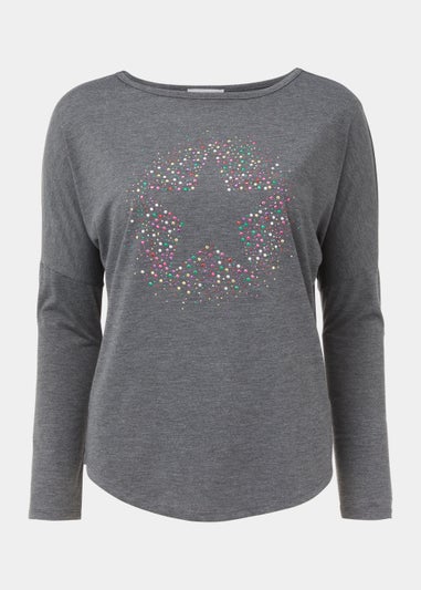 Grey Scatter Star Long Sleeve T-Shirt