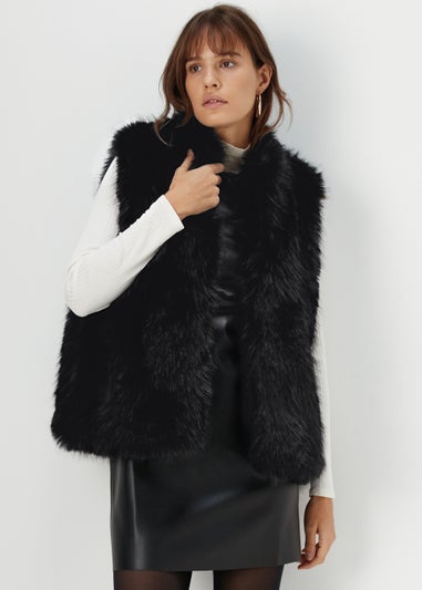 Black Faux Fur Gilet