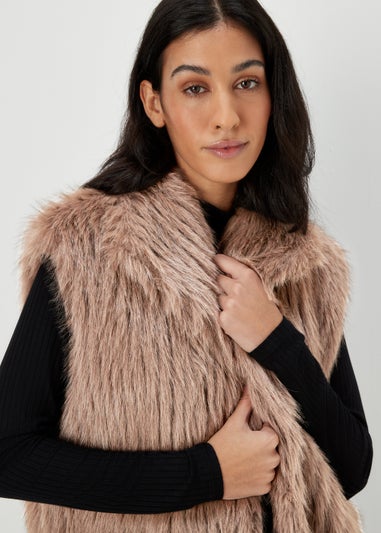 Cream Faux Fur Gilet - Matalan