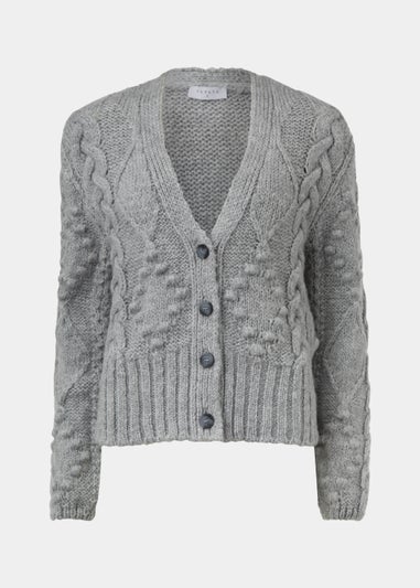 Grey Cable Knit Cardigan - Matalan