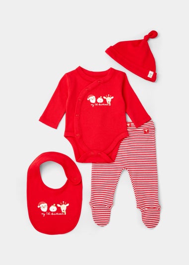 Baby 4 Piece Red My First Christmas Gift Set (Tiny Baby-6mths)