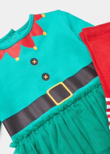 Baby Green Christmas Elf Tutu & Tights Set (Newborn-18mths)