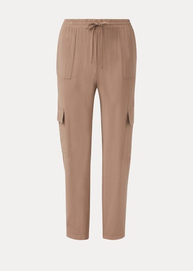 Beige Tapered Cargo Trousers