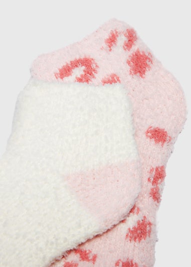 2 Pack Pink Animal Print Cosy Socks