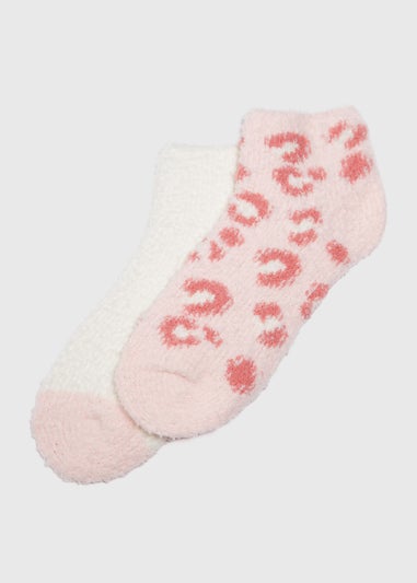 2 Pack Pink Animal Print Cosy Socks