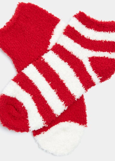 2 Pack Multicoloured Christmas Candy Cane Slipper Socks